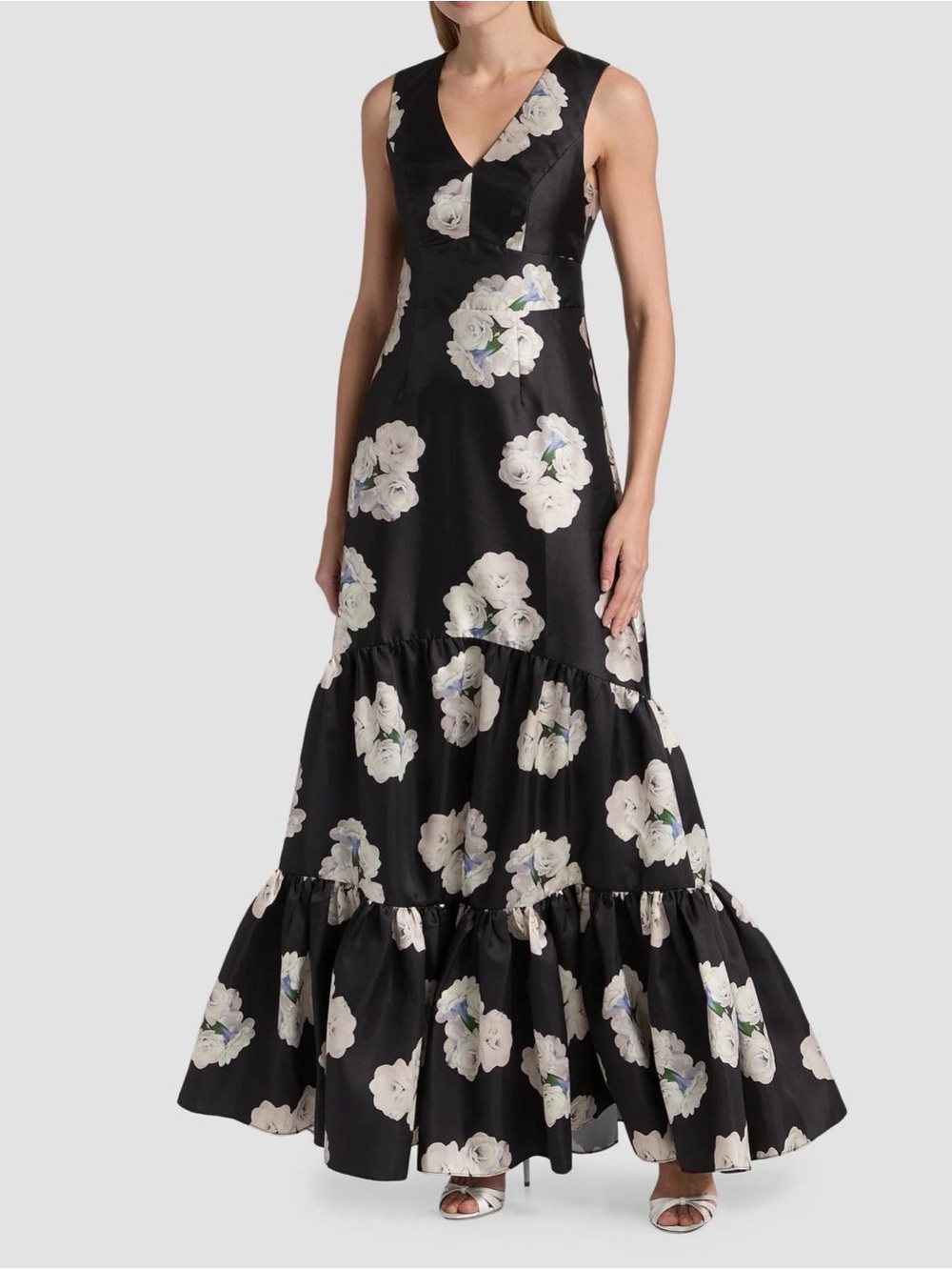 Sachin & Babi Rori Floral Tiered Mikado Gown